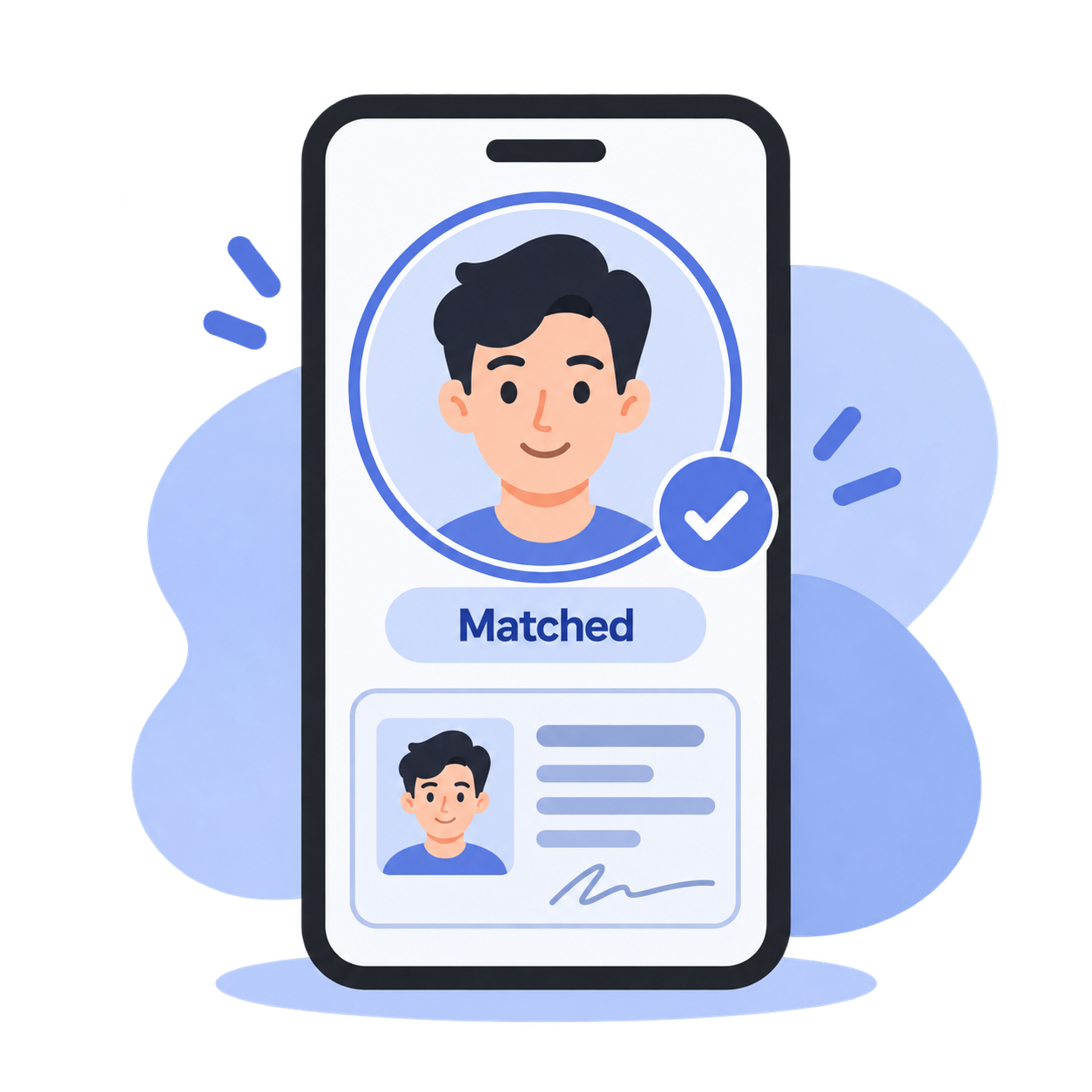 A live face matched to an issuer-signed identity document on a phone